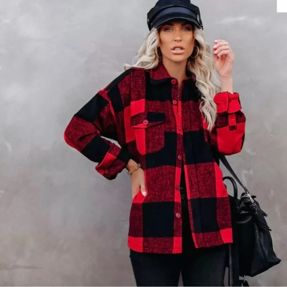 Vici Jackets & Blazers - NWT VICI Nicolas Buffalo Plaid Button Down Wool Blend Shacket Jacket Sz Medium